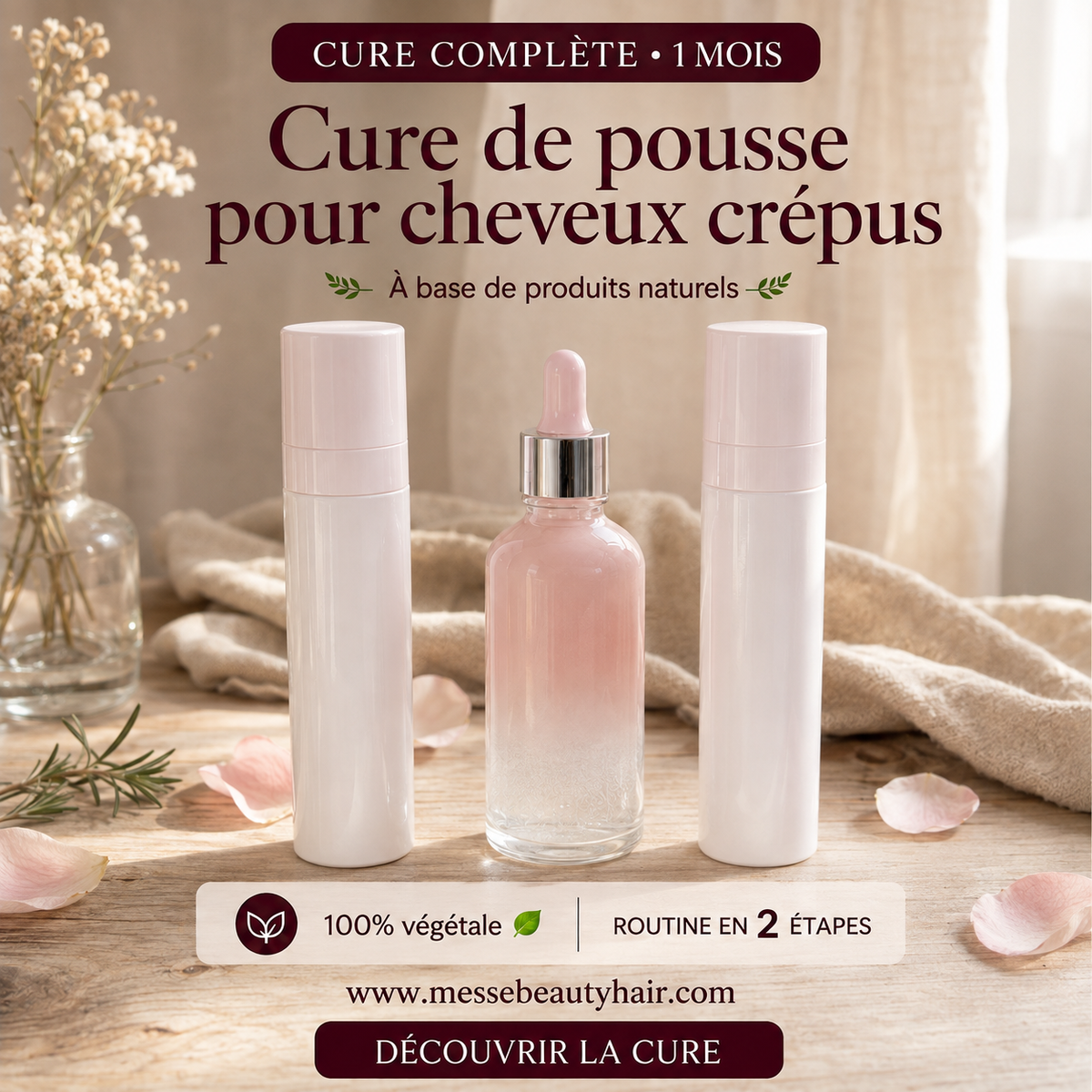 🌿 Cure de pousse pour cheveux crépus – 100% végétale 🌿