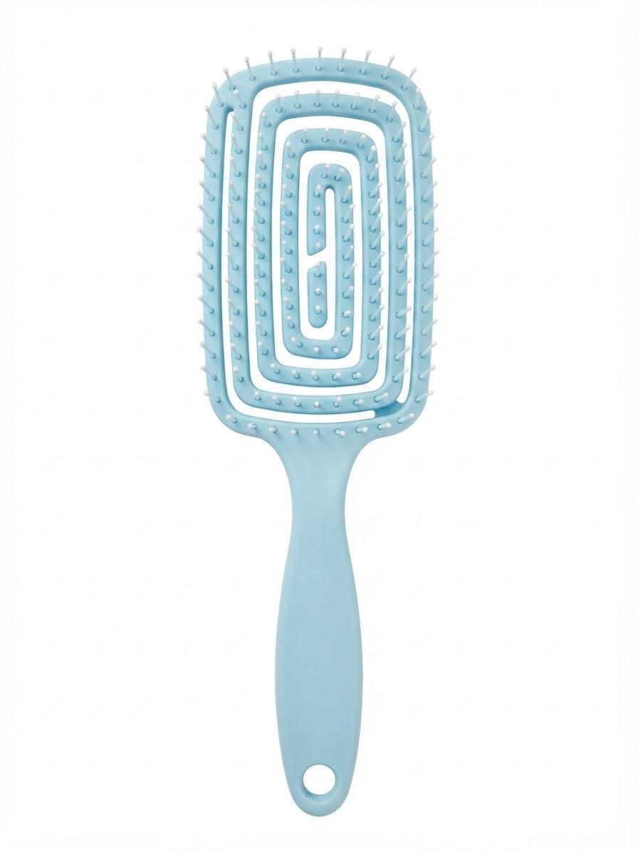 Brosse démêlante flexible bleu ciel, côté picots
