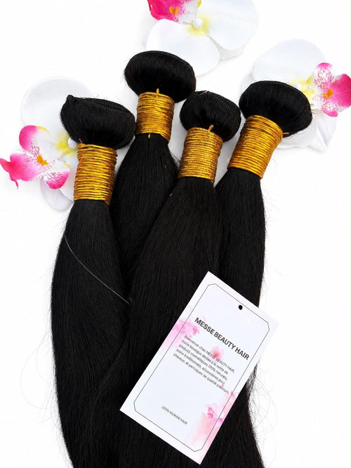 Lot de 4 mèches naturelles 100% Human Hair lisses – 4 × 100 g, de 14 à 30 pouces — verso