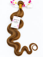 Mèche complète body wave #4/27 de 30 pouces, châtain méché blond miel, étiquette Messe Beauty Hair