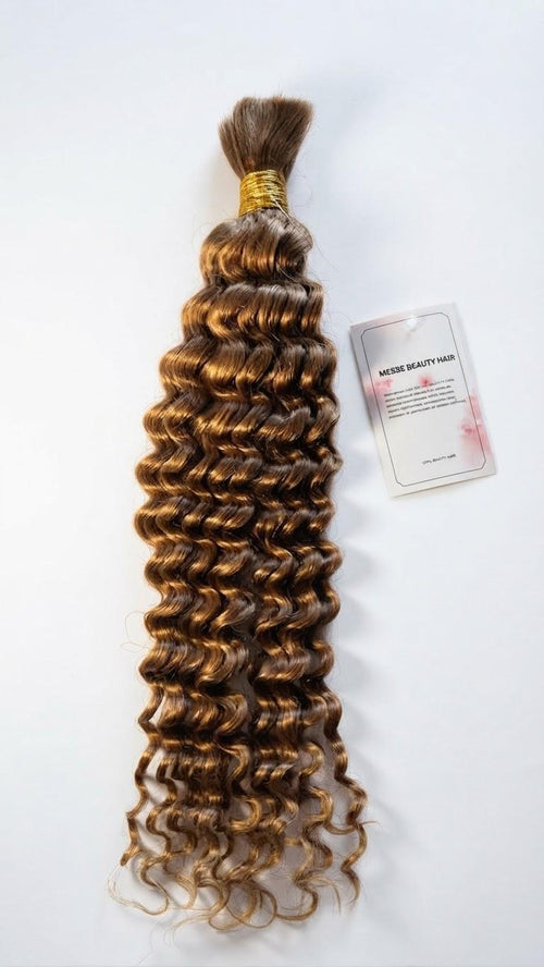 Mèche deep wave #27 bulk, 20 pouces, en cheveux naturels, étiquette Messe Beauty Hair