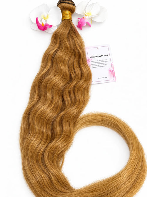 Mèche complète nature wave blond miel #27 de 30 pouces, étiquette Messe Beauty Hair