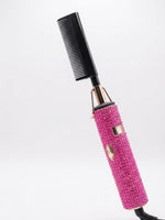 Peigne chauffant à strass rose fuchsia, vue de profil