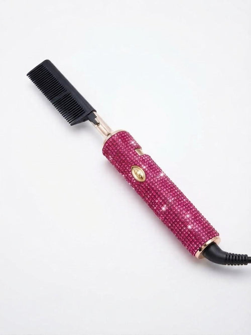 Peigne chauffant à strass rose fuchsia, vue d'ensemble